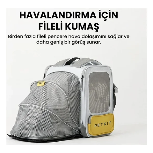 Petkit Breezy X Zone Evcil Hayvan Çantası Gri (Petkit Türkiye Garantili) - Görsel 4