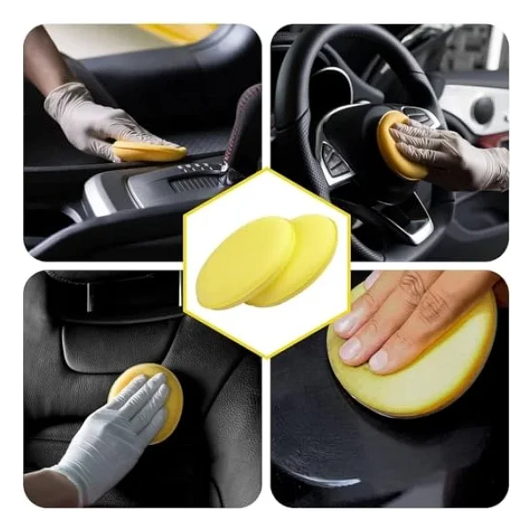 Wonkey - Oto Pasta Cila Wax Pedi Süngeri, Araba Ve Torpido Parlatma Ve Temizleme Aplikatörü, Polisaj Süngeri, Deri Koltuk Parlatma, Araç Boya Parlatma Ve Wax Uygulama Pedi (4 Adet) - Görsel 5