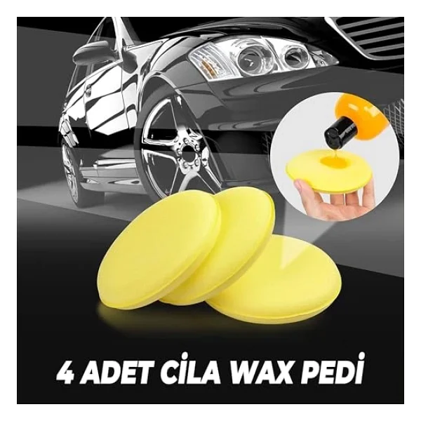Wonkey - Oto Pasta Cila Wax Pedi Süngeri, Araba Ve Torpido Parlatma Ve Temizleme Aplikatörü, Polisaj Süngeri, Deri Koltuk Parlatma, Araç Boya Parlatma Ve Wax Uygulama Pedi (4 Adet) - Görsel 8