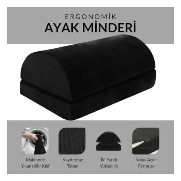 Klasse Ergonomik Visco Ayak Minderi, Oyun Koltuğu Ve Ofis Koltuğu İçin Anti Alerjen Ayak Yastığı, Ayak Koyma Yeri Taburesi, Çok Amaçlı Rahatlatıcı Yarım Silindir İki Parça Masa Altı Ayak Desteği - Görsel 8