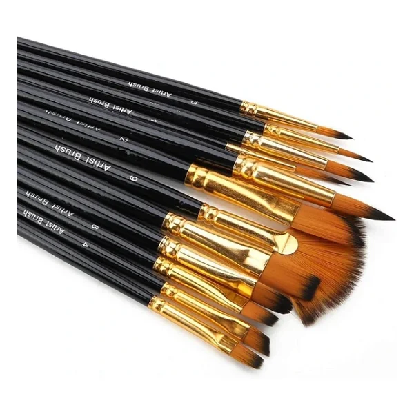 Hannah Ressam Sanat Malzemeleri Seti 12'li Fırça Seti + 5'li Metal Spatula Akrilik, Suluboya, Yağlıboya İçin Profesyonel Sanat Malzemesi Sanatçı, Öğrenci, Hobi Kullanımı - Görsel 6