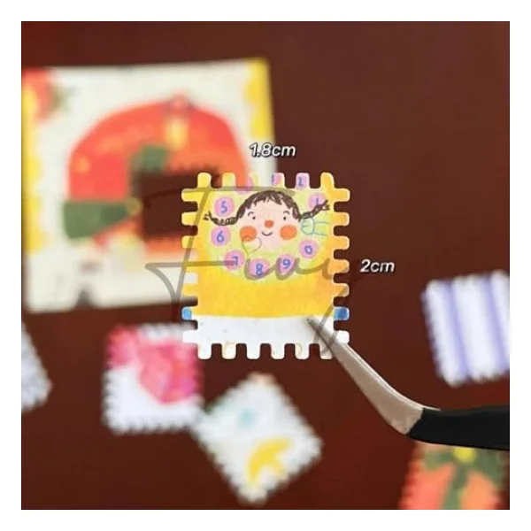 Pul Delgeç Tasarım Scrapbooking Malzemesi - Pul Şekilli Delgeç Kağıt Kesici Pembe - Görsel 9