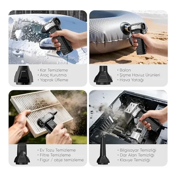 Minesk G320 Turbo Jet Fan Hava Üfleyici - Turbo Modda 320 Gram Hava Üfleme Gücü- Ultra Güçlü Hava Basıncı -Taşıma Torbalı Ve Ekstra Nozullu - Çıkarılabilir Batarya Sistemi - Görsel 7