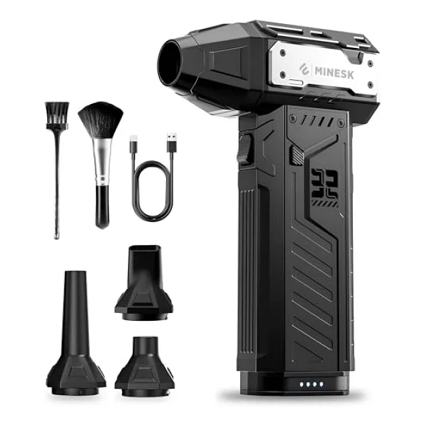 Minesk G320 Turbo Jet Fan Hava Üfleyici - Turbo Modda 320 Gram Hava Üfleme Gücü- Ultra Güçlü Hava Basıncı -Taşıma Torbalı Ve Ekstra Nozullu - Çıkarılabilir Batarya Sistemi - Görsel 3
