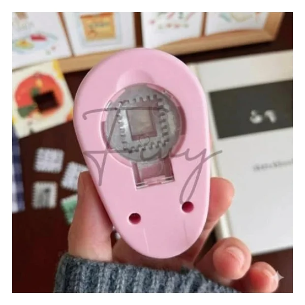 Pul Delgeç Tasarım Scrapbooking Malzemesi - Pul Şekilli Delgeç Kağıt Kesici Pembe - Görsel 8