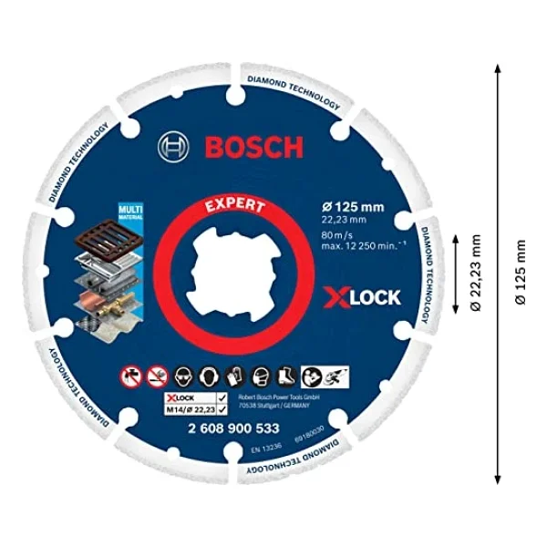 Bosch Professional 1x Expert Diamond Metal Wheel X-Lock Kesme Diski 125 Mm (Dökme Demir, Paslanmaz Çelik, Çelik, Demir İçermeyen Metalle, Ø 125 Mm, Aksesuar Küçük Avuç Taşlama Makinesi) - Görsel 5