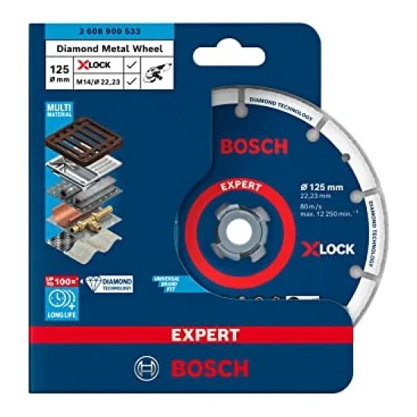 Bosch Professional 1x Expert Diamond Metal Wheel X-Lock Kesme Diski 125 Mm (Dökme Demir, Paslanmaz Çelik, Çelik, Demir İçermeyen Metalle, Ø 125 Mm, Aksesuar Küçük Avuç Taşlama Makinesi) - Görsel 4
