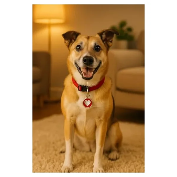 Busstier Kedi Köpek İsimlik Metal Pet Kimlik Rozeti İsim Telefon Yazılabilir Dayanıklı Suya Dayanıklı Tasmaya Uygun Evcil Hayvan Künyesi (Kırmızı Kalp) - Görsel 5