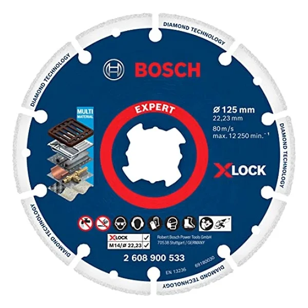 Bosch Professional 1x Expert Diamond Metal Wheel X-Lock Kesme Diski 125 Mm (Dökme Demir, Paslanmaz Çelik, Çelik, Demir İçermeyen Metalle, Ø 125 Mm, Aksesuar Küçük Avuç Taşlama Makinesi) - Görsel 3