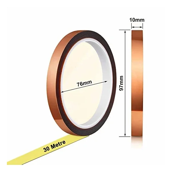 Kapton Bant 10mm X 30 Metre Yüksek Düşük Sıcaklık -73c 260c Termal Isıya Dayanıklı Güçlü Yalıtım Çizilmeye Yırtılmaya Dirençli Çözücülere Dirençli Polyimide Maskeleme Elektronik Tamir Pcb Smt - Görsel 2