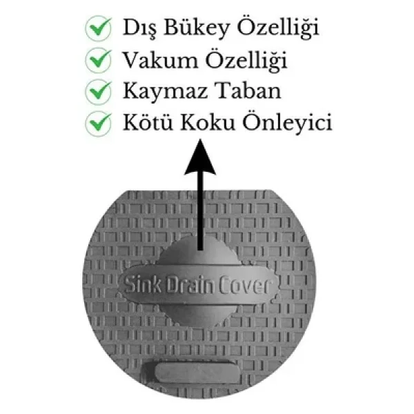 Tineke Lavabo Kötü Koku Giderici Önleyici Silikon Mat Sızdırmaz Lavabo Tıkacı Lavabo Tıpası Evye Kapağı Gri - Görsel 7