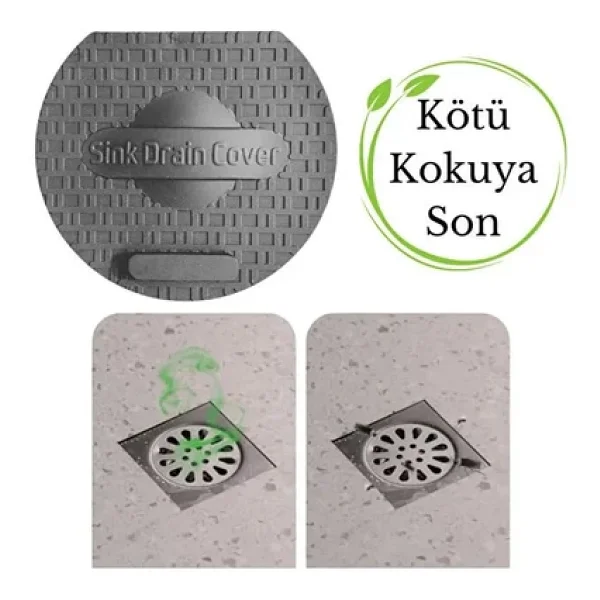 Tineke Lavabo Kötü Koku Giderici Önleyici Silikon Mat Sızdırmaz Lavabo Tıkacı Lavabo Tıpası Evye Kapağı Gri - Görsel 6