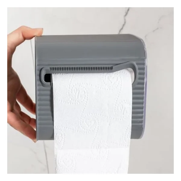Porsima Yapışkanlı Banyo Tuvalet Kağıtlığı Wc Peçetelik Kağıtlık Tutucu Tuvalet Kağıt Organizeri (Antrasit) - Görsel 5