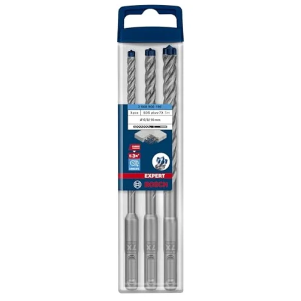 Bosch Professional 3 Parça Expert Sds Plus-7x Kırıcı Delici Delme Uçları (Yumuşak Taş, Sert Taş, Beton, Donatılı Beton, Beton Bina Bloku, Ø 6-10 Mm, Aksesuar Kırıcı Delici) - Görsel 2