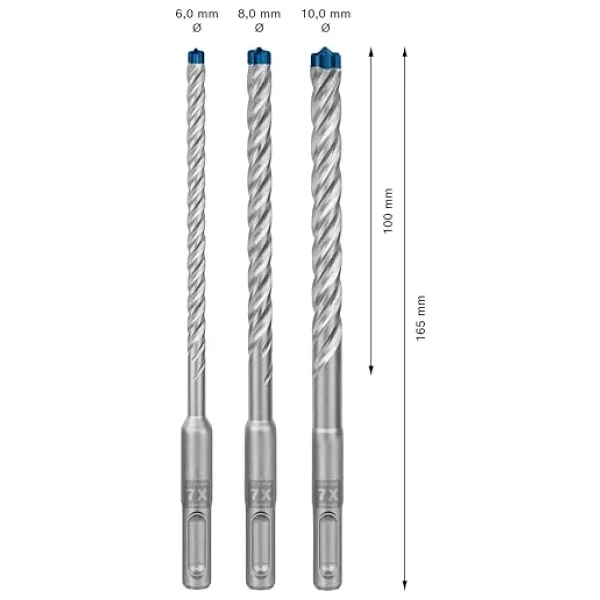 Bosch Professional 3 Parça Expert Sds Plus-7x Kırıcı Delici Delme Uçları (Yumuşak Taş, Sert Taş, Beton, Donatılı Beton, Beton Bina Bloku, Ø 6-10 Mm, Aksesuar Kırıcı Delici) - Görsel 3