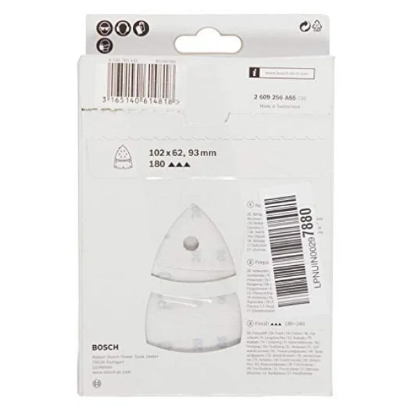 Bosch - Multi Zımpara Kağıdı 10'lu, 102 X 62/93 Mm 180 Kum 11 Delik - Görsel 7