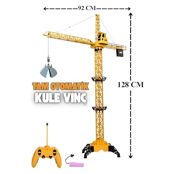 Giffy Oyuncak 128 Cm Dev Boy Uzaktan Kumandalı Tam Otomatik Gövdesi Ve Halatı Hareketli Şarjlı Kule Vinç - Görsel 4