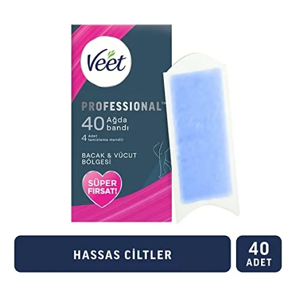 Veet Professional Hassas Ciltler İçin Bacak Ve Vücut Bölgesi 40'lı Sir Ağda Bandı - Görsel 5
