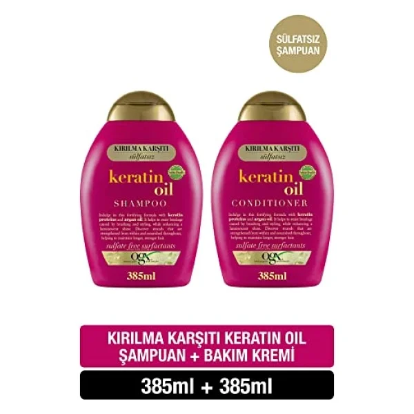Ogx Kırılma Karşıtı Keratin Oil Sülfatsız Şampuan 385 Ml + Saç Kremi 385 Ml - Görsel 7