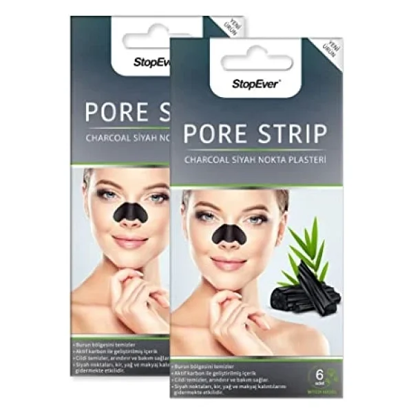 Stopever Charcoal Pore Strip Kömürlü 6'lı 2 Adet Siyah Nokta Burun Plasteri - Görsel 5