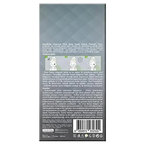 Stopever Charcoal Pore Strip Kömürlü 6'lı 2 Adet Siyah Nokta Burun Plasteri - Görsel 6