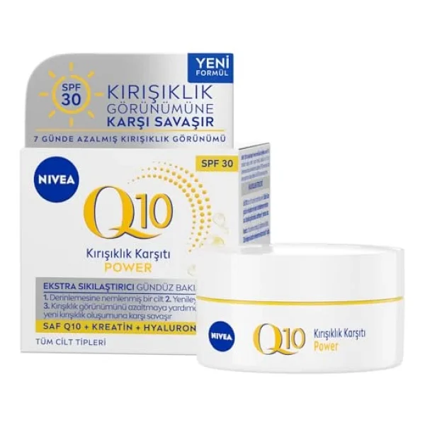 Nıvea Q10 Power Kırışıklık Karşıtı Gündüz Yüz Kremi Spf30 50 Ml,Yaşlanma Karşıtı,Sıkılaştırıcı,Nemlendirici,Kreatin,Hyaluronik Asit - Görsel 3