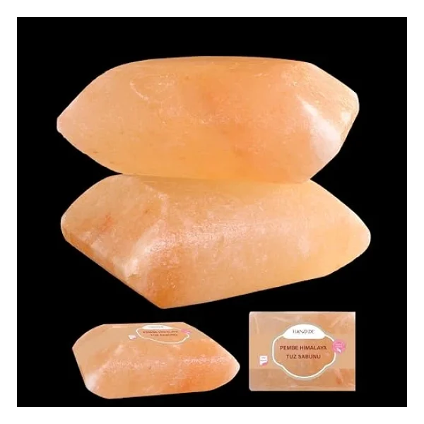 Hanzade Bitkisel Himalaya Tuz Sabunu 300-350 Gr X 2 Adet Zengin Mineralli Doğal Saf Pembe Himalaya Kaya Tuzu Sabunu Doğal Peeling - Görsel 3