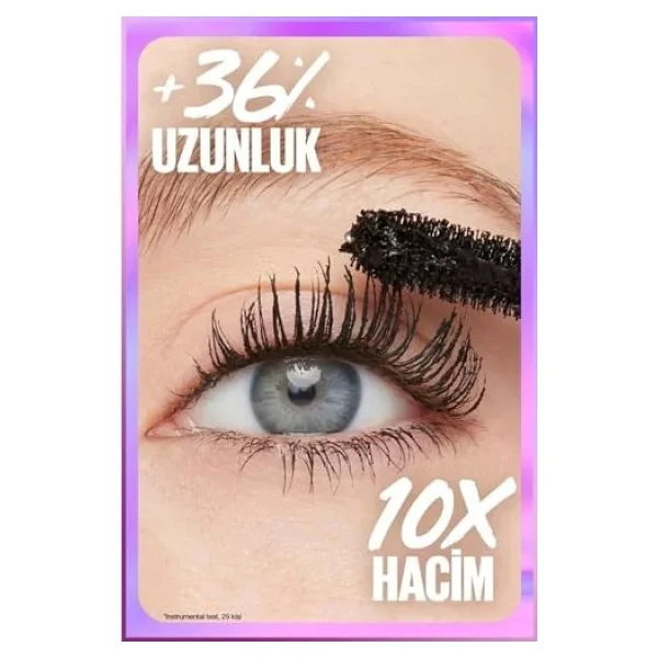 Maybelline New York Lash Sensational Yelpaze Etkili Suya Dayanıklı Siyah Maskara 9.4 Ml & Mini Falsies Surreal Maskara 4.7 Ml Makyaj Seti - Görsel 5
