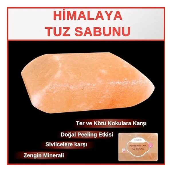 Hanzade Bitkisel Himalaya Tuz Sabunu 300-350 Gr Zengin Mineralli Doğal Saf Pembe Himalaya Kaya Tuzu Sabunu Doğal Peeling - Görsel 2