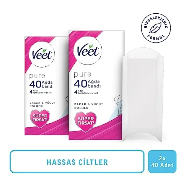 Veet Pure Hassas Ciltler İçin Ağda Bandı, Bacak Ve Vücut Bölgesi, 80'li - Görsel 2