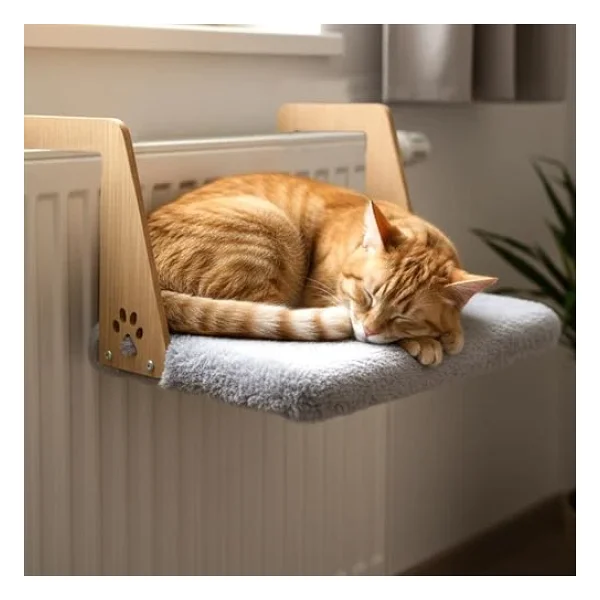 Gobypet Peluş Kalorifer Petek Radyatör Yatağı - Geniş Tasarım, Kedi Ve Köpek Uyumlu (Gri) - Görsel 2