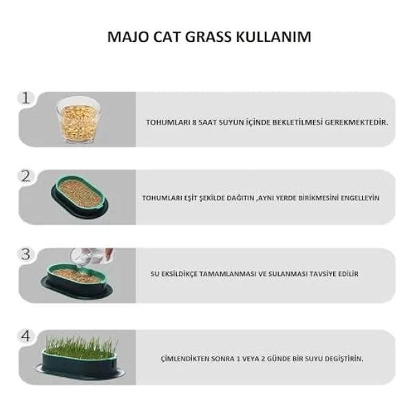 Tineke Özel Plastik Kaseli 0 Doğal Fileli Kedi Çimi (Tüy Yumağı Önleyici) - Görsel 5