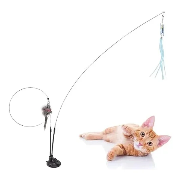 Buffer Vantuzlu Tüylü Zilli Olta Kedi Oyuncağı - Görsel 2