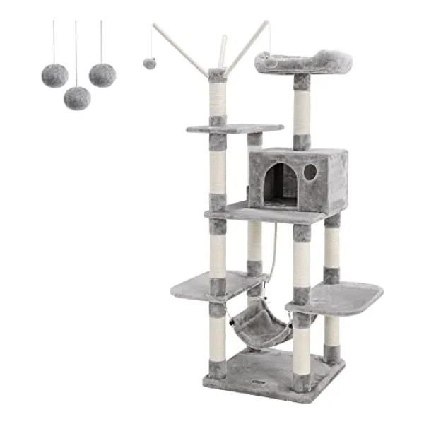 Feandrea Tırmalama Direği, Hamak, Mağara, Sisal Direk, Açık Gri Pct86 W, 1 Adet (1'li Paket) - Görsel 5