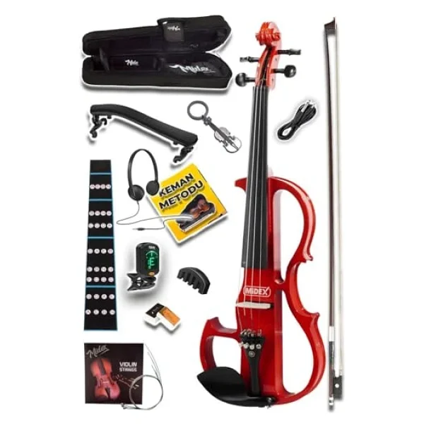Midex Rcz-606rd Elektro Keman Seti Red (Kulaklık Kablo Tuner Yastık) - Görsel 3