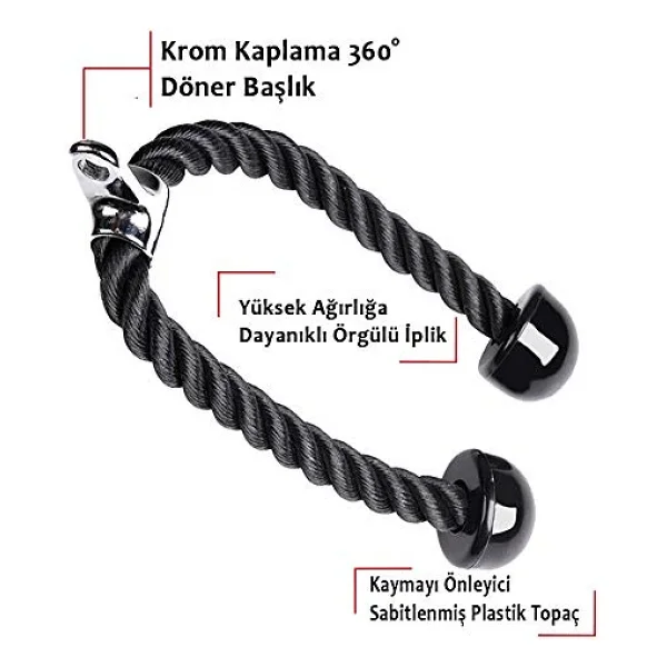 Xtreme Fitness Triceps Halatı Siyah - Görsel 7
