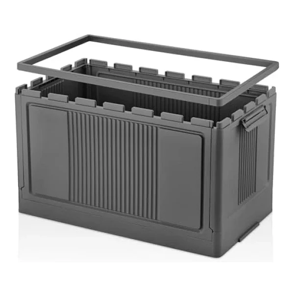 Deconox Dev Boy Katlanır Kilit Kapaklı Kasa 55 Litre Hacimli, Yer Kaplamayan Portatif Saklama Kutusu Ardiye, Balkon, Mutfak, Kiler, Bahçe Ve Araç Bagajı İçin Güvenli Organizer (Antrasit) - Görsel 5