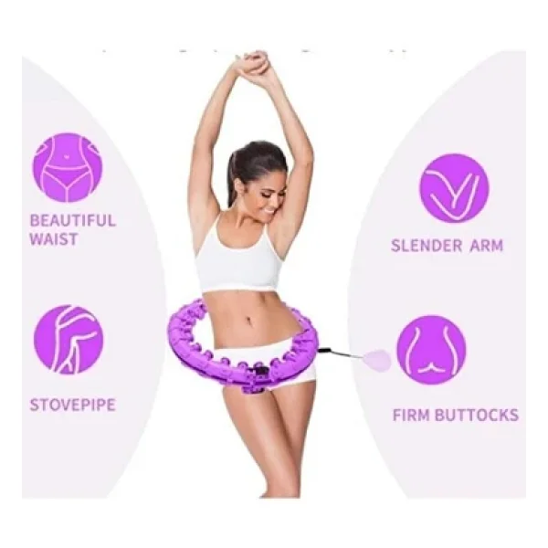 Akıllı Hulahop Çemberi - 24 Parçalı 360° Ayarlanabilir Masajlı Zayıflama Ve Spor Halkası (Mor) - Görsel 2