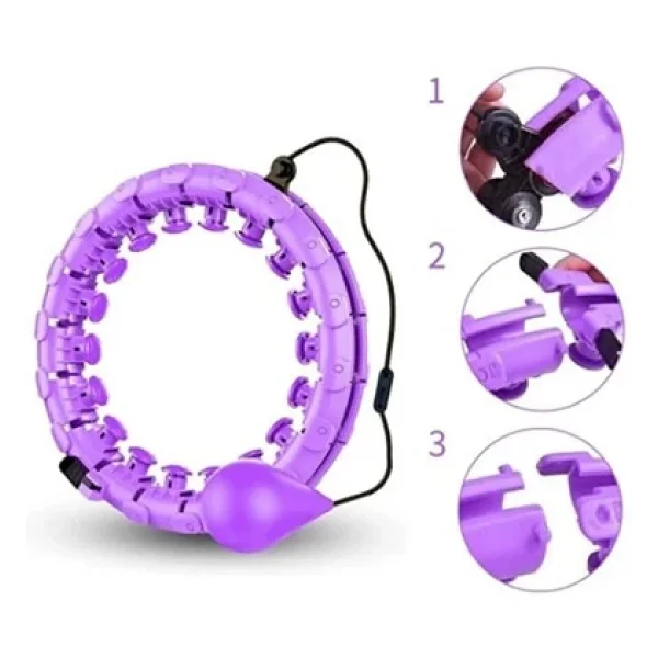 Akıllı Hulahop Çemberi - 24 Parçalı 360° Ayarlanabilir Masajlı Zayıflama Ve Spor Halkası (Mor) - Görsel 4
