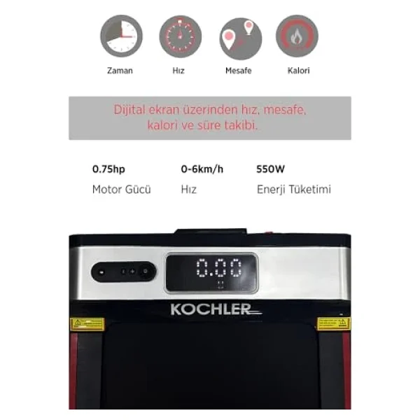 Kochler Dijital Ekranlı Tam Katlanabilir Koşu Bandı - Görsel 3