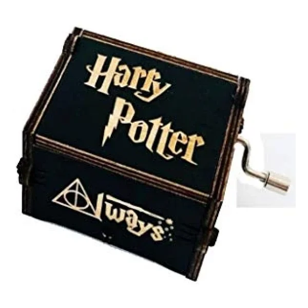 Harry Potter Manuel Çevirmeli Siyah Ahşap İşemeli Müzik Kutusu - Görsel 4