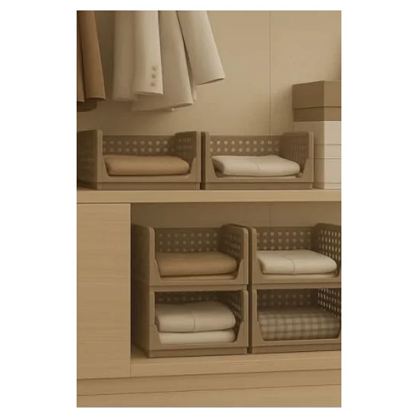 Mithra Life 3 Katlı Kayar Raf Organizer Dolap İçi Kıyafet Aksesuar Düzenleyici Bej 45x35 Cm Mıt1259 - Görsel 2