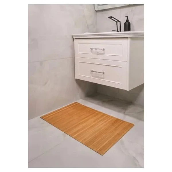 Orret Home Kaydırmaz Tabanlı Bambu Banyo Paspası - 70x45 Cm Doğal Ahşap Bambu Mat, Suya Dayanıklı, Kaymaz Paspas, Dekoratif Ve Hijyenik Zemin Kaplama - Görsel 5