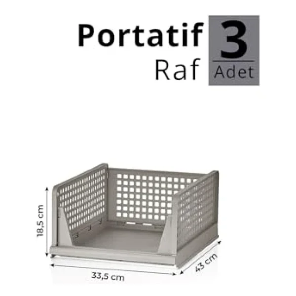 Mithra Life 3 Katlı Kayar Raf Organizer Dolap İçi Kıyafet Aksesuar Düzenleyici Bej 45x35 Cm Mıt1259 - Görsel 3
