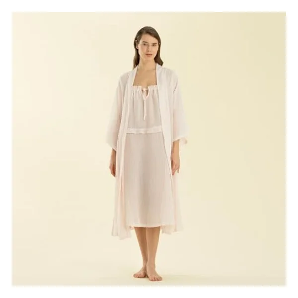 Chakra Elegant Sabahlık, Beyaz/Pembe - Görsel 3