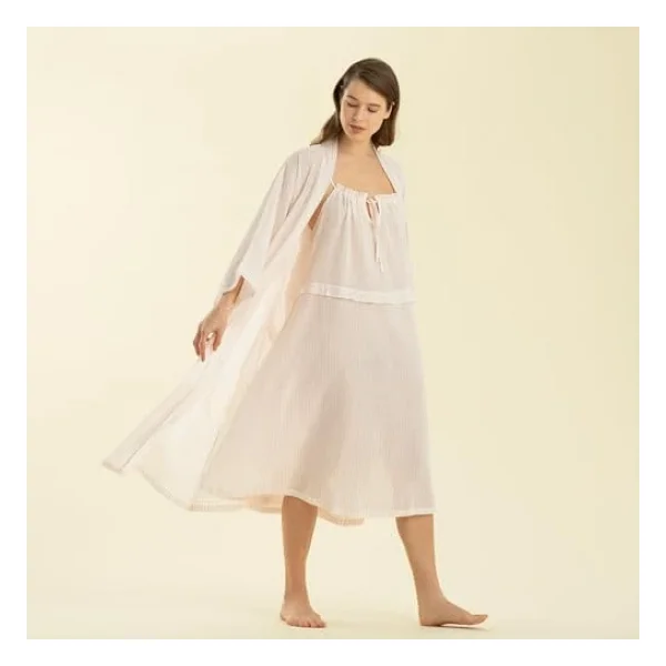 Chakra Elegant Sabahlık, Beyaz/Pembe - Görsel 4