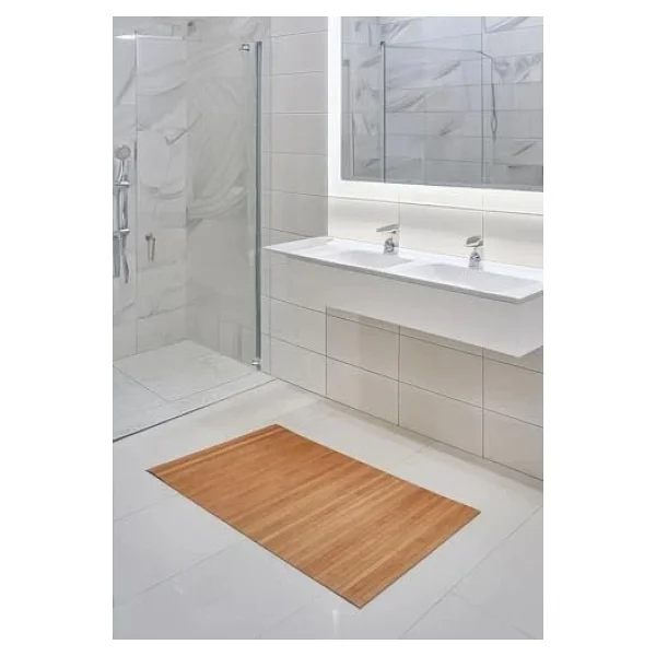 Orret Home Kaydırmaz Tabanlı Bambu Banyo Paspası - 70x45 Cm Doğal Ahşap Bambu Mat, Suya Dayanıklı, Kaymaz Paspas, Dekoratif Ve Hijyenik Zemin Kaplama - Görsel 3