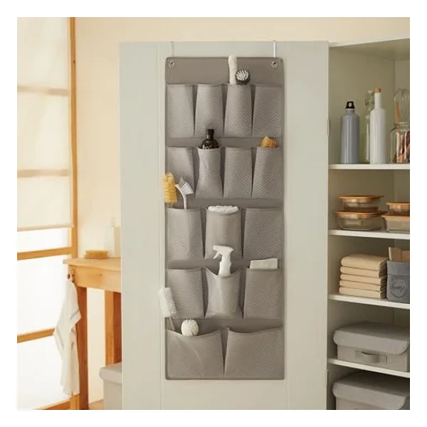 Ocean Home Textile 16 Gözlü Gri Balıksırtı Kapı Arkası Düzenleyici 45 X 125 Cm - Görsel 2