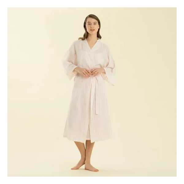 Chakra Elegant Sabahlık, Beyaz/Pembe - Görsel 2
