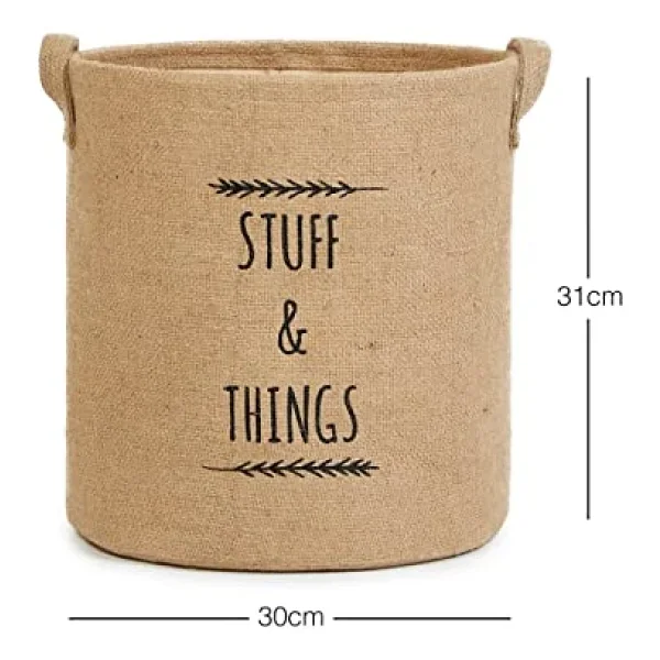 Ocean Home Textile Baskılı Jüt Silindir Sepet //30x31 - Görsel 4